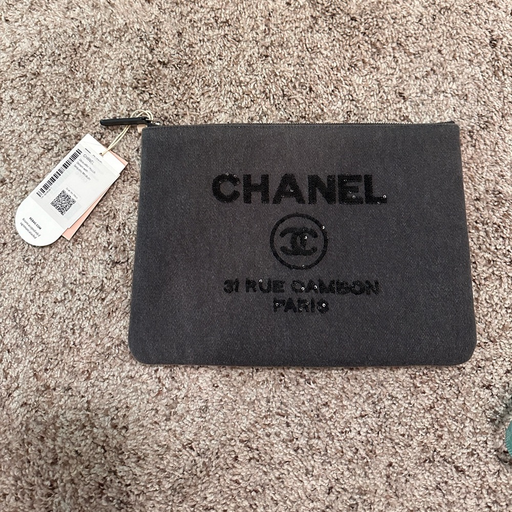 Chanel Deauville Pouch Denim with Sequins Medium